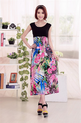 BCQ-1夏季爆款 高級冰絲面料波西米亞長款連衣裙廠家直銷解析